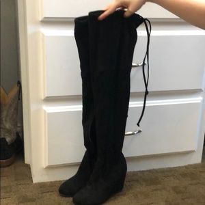 Over the knee suede boots